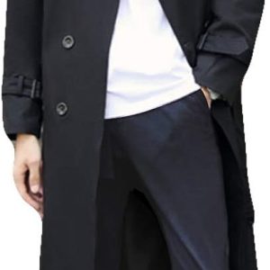 Men's Double Breasted Trench Coat Oversized Casual Windbreaker Lapel Long Jacket Overcoat