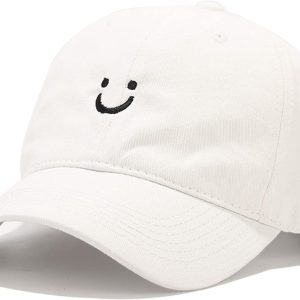 Smile Face Baseball Cap for Women Men Adjustable Low Profile Unstructured Cotton Dad Hat