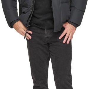 mens Short Quilted Inner Bib Attached  Down Bomber With Hybrid Down Fill